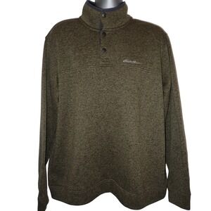 Eddie Bauer Snap Neck Fleece Sweater Mens 2XL Green Gorpcore Casual Outdoor‎